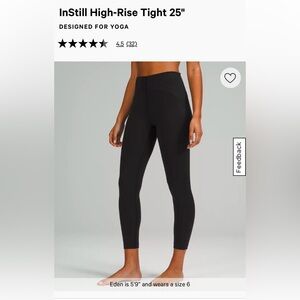lululemon Instill High-Rise Tights 25”